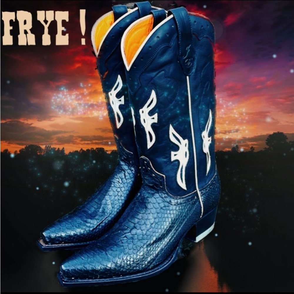 FRYE FAITH BLACK & WHITE LEATHER WOMANS COWBOY BOOTS - 9 - NIB ! 🤠